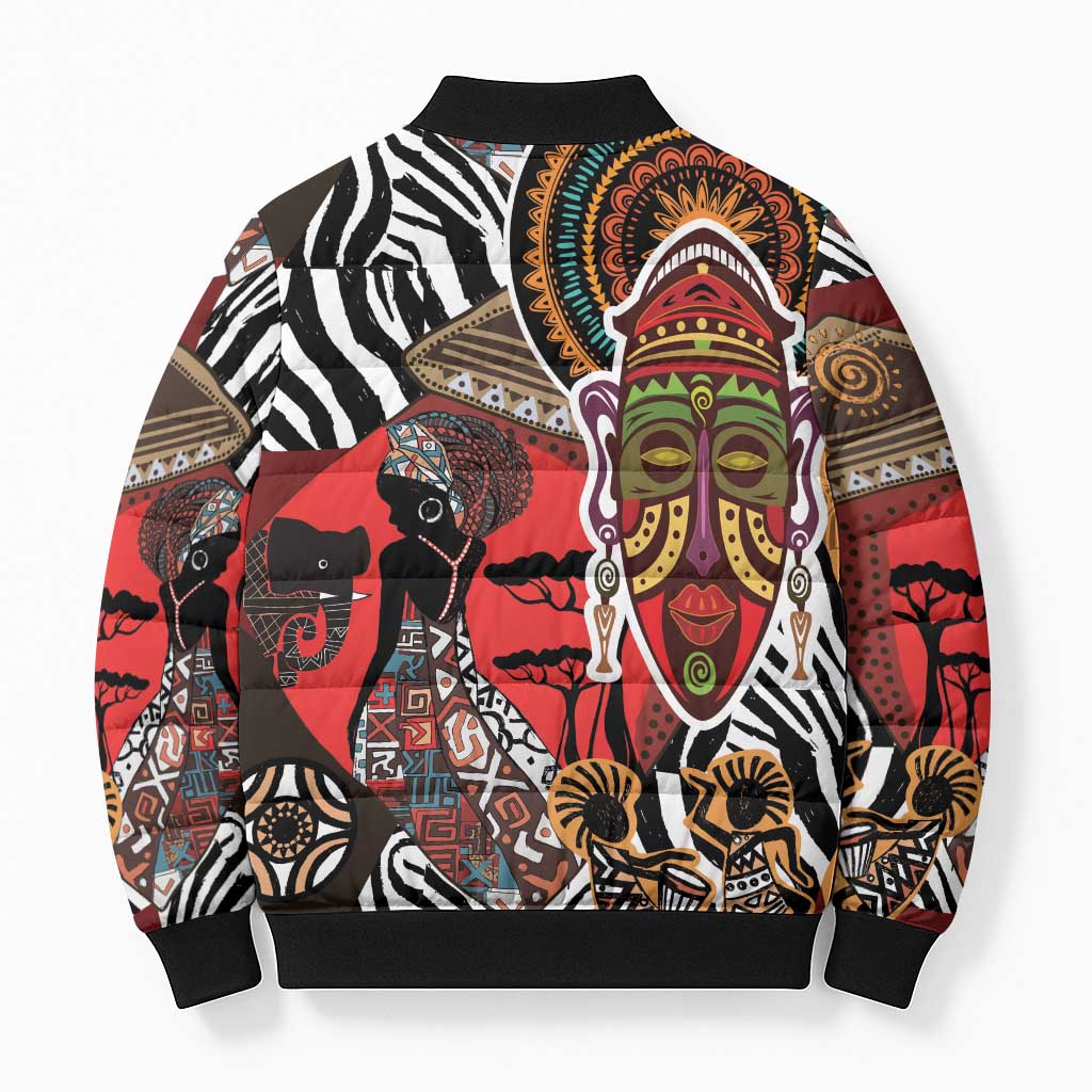 Beautiful African Women Ethnic Motifs Bomber Puffer Jacket