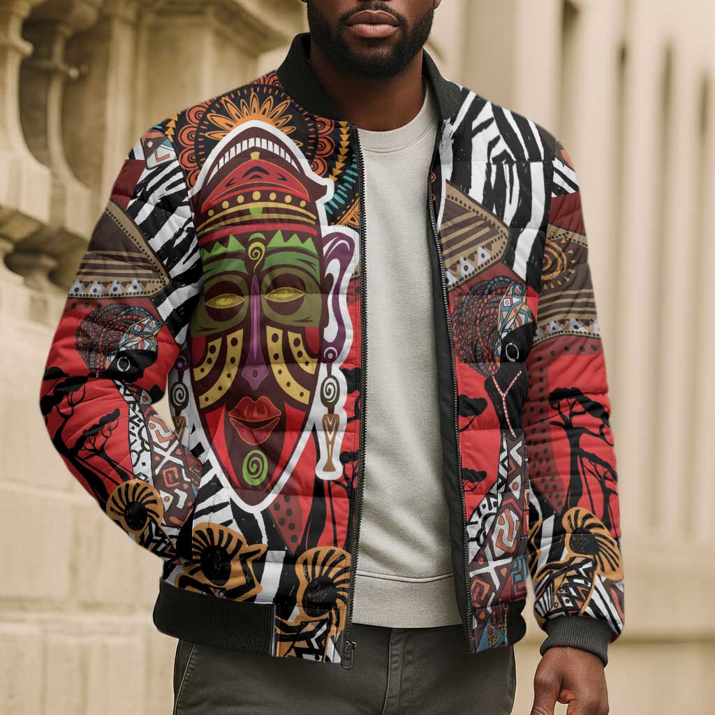 Beautiful African Women Ethnic Motifs Bomber Puffer Jacket