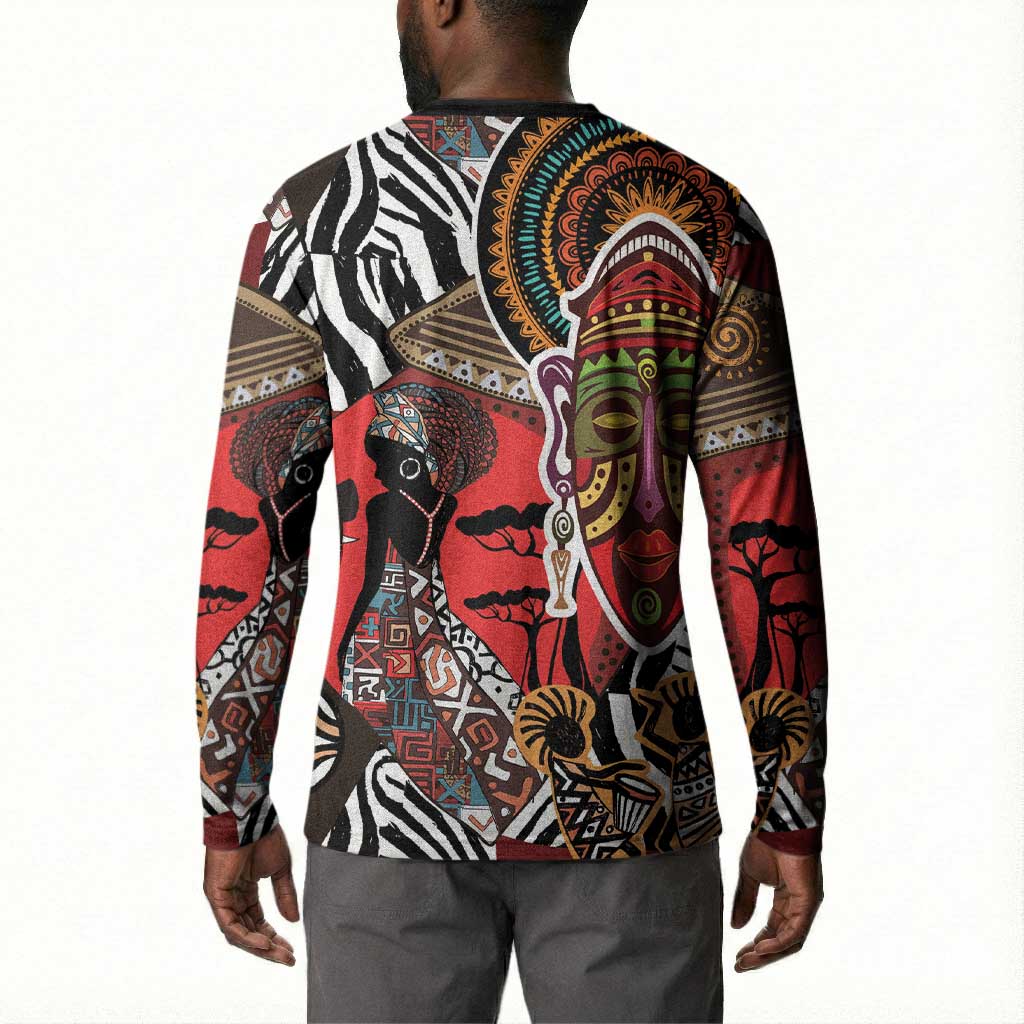 Beautiful African Women Ethnic Motifs Button Sweatshirt