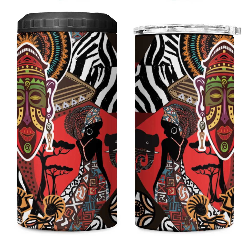 Beautiful African Women Ethnic Motifs 4 in 1 Can Cooler Tumbler