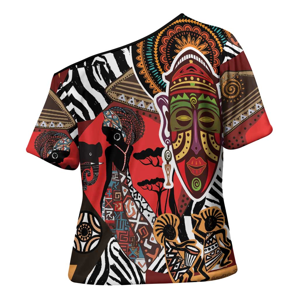 Beautiful African Women Ethnic Motifs Cross Shoulder Shirt