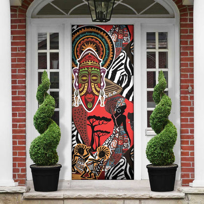 Beautiful African Women Ethnic Motifs Door Cover
