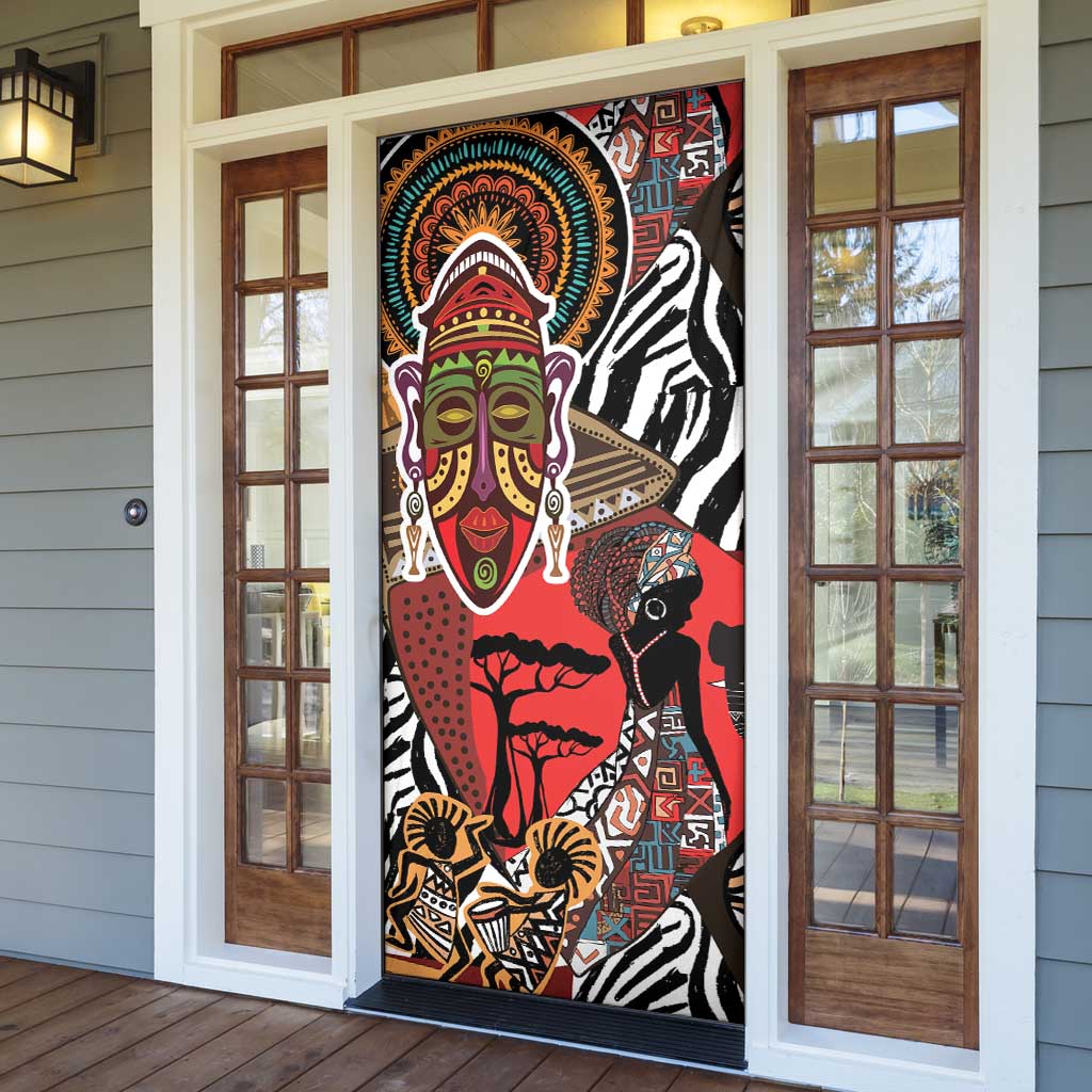 Beautiful African Women Ethnic Motifs Door Cover