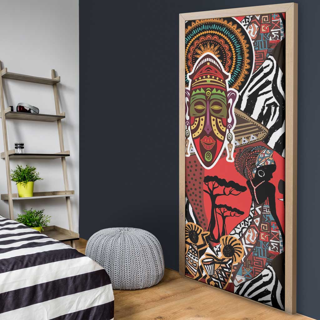 Beautiful African Women Ethnic Motifs Door Cover
