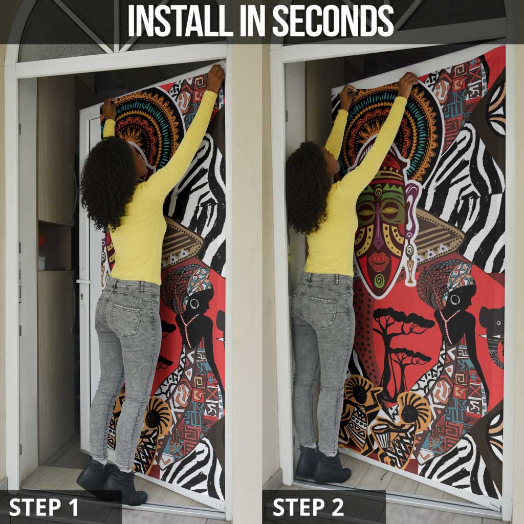 Beautiful African Women Ethnic Motifs Door Cover