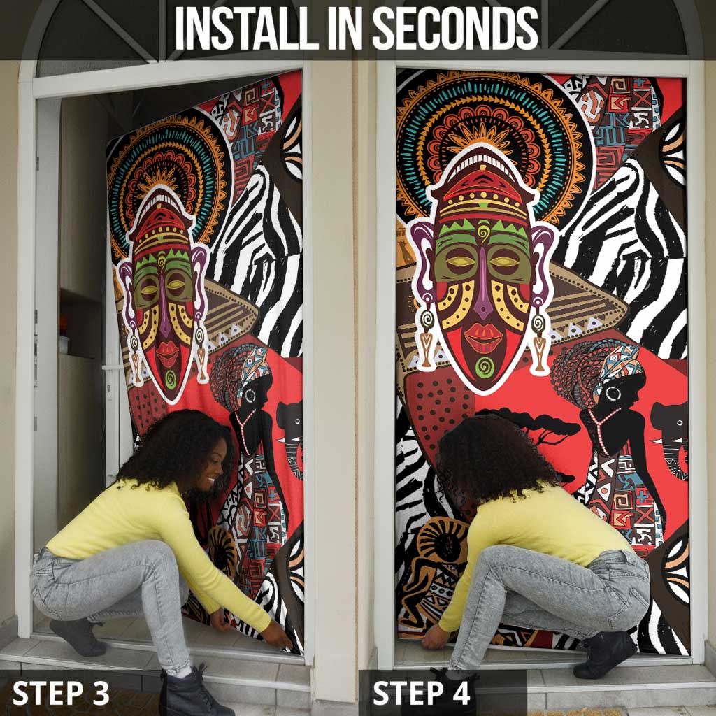 Beautiful African Women Ethnic Motifs Door Cover