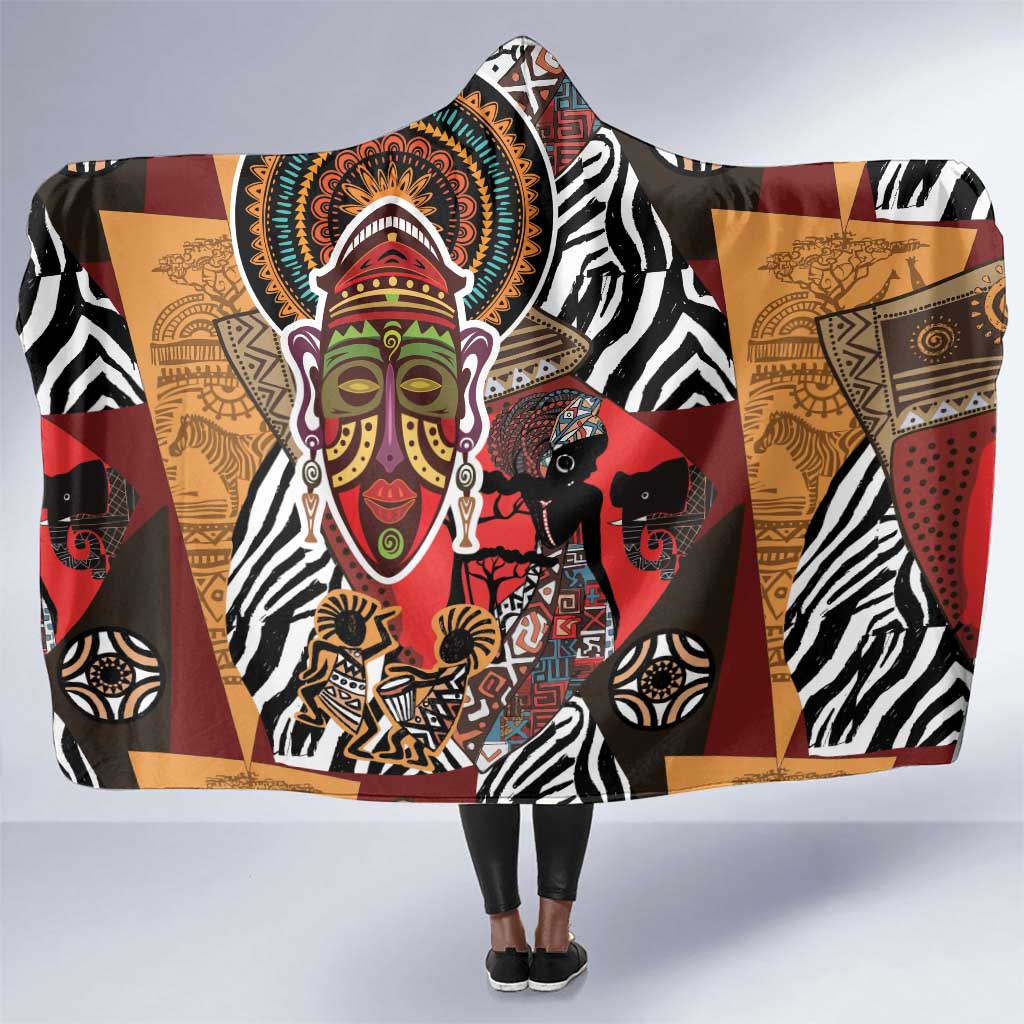 Beautiful African Women Ethnic Motifs Hooded Blanket