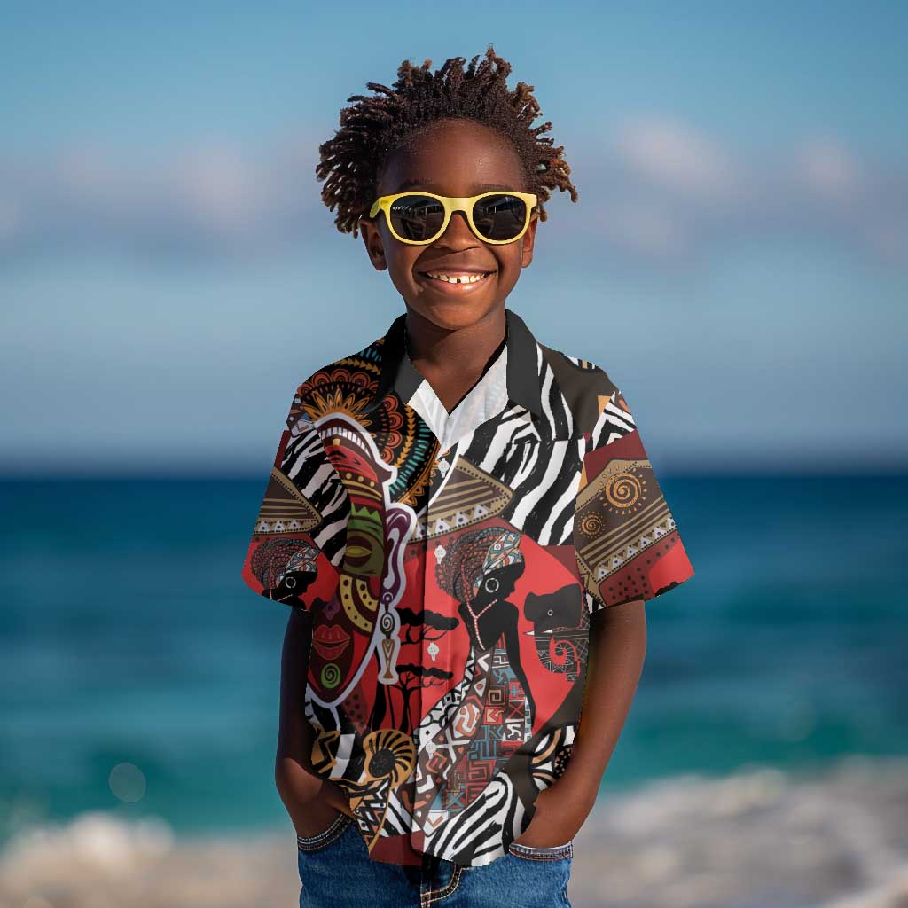 Beautiful African Women Ethnic Motifs Kid Hawaiian Shirt