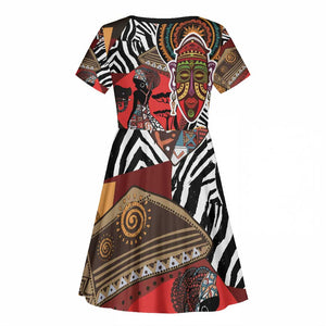 Beautiful African Women Ethnic Motifs Kid Short Sleeve Dress