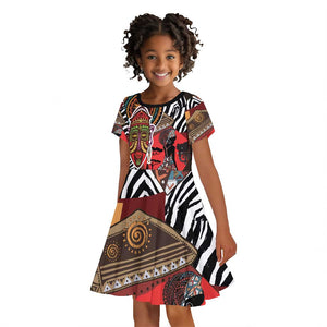 Beautiful African Women Ethnic Motifs Kid Short Sleeve Dress