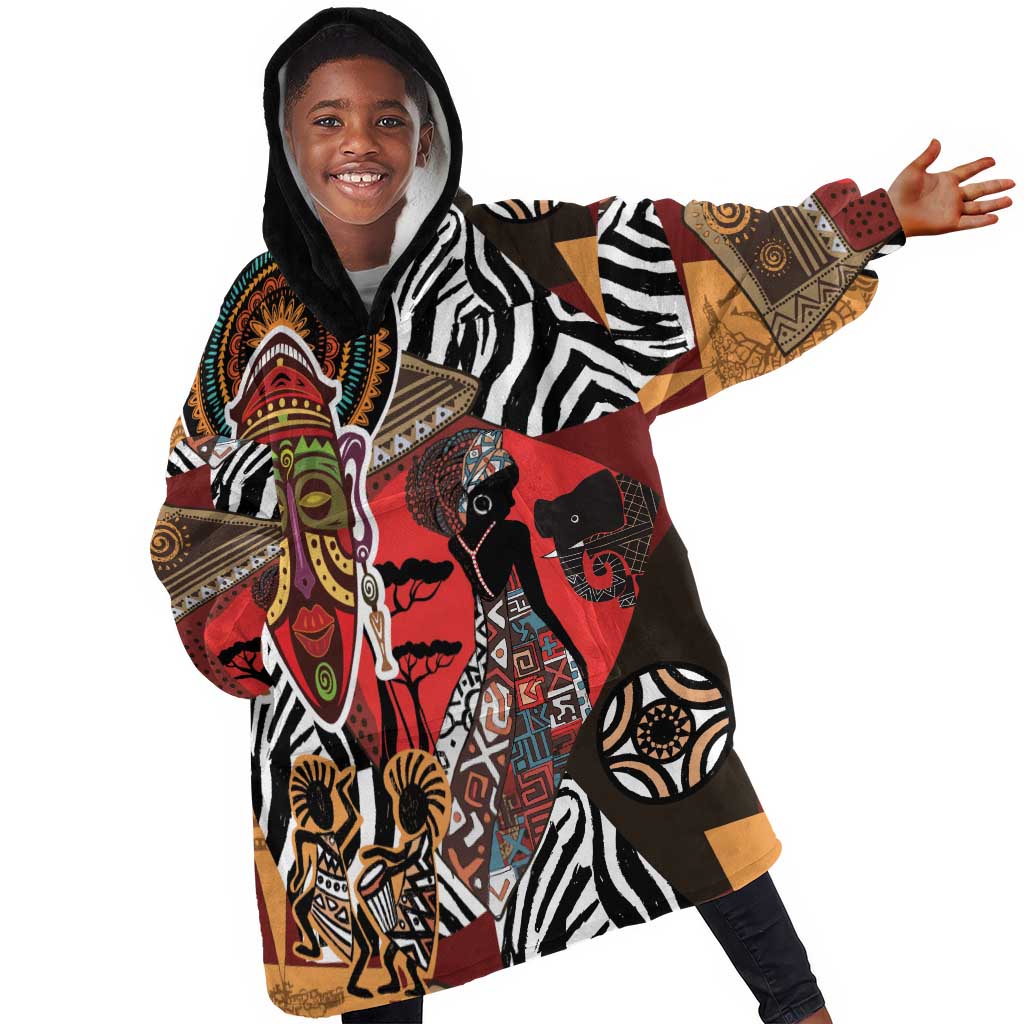 Beautiful African Women Ethnic Motifs Kid Wearable Blanket Hoodie