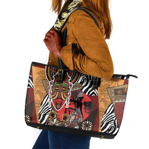 Beautiful African Women Ethnic Motifs Leather Tote Bag