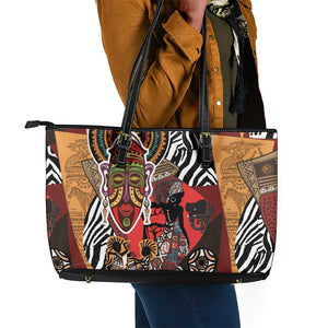 Beautiful African Women Ethnic Motifs Leather Tote Bag