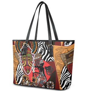 Beautiful African Women Ethnic Motifs Leather Tote Bag