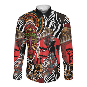 Beautiful African Women Ethnic Motifs Long Sleeve Button Shirt