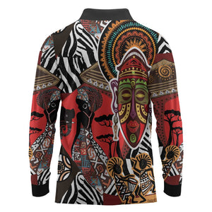 Beautiful African Women Ethnic Motifs Long Sleeve Polo Shirt