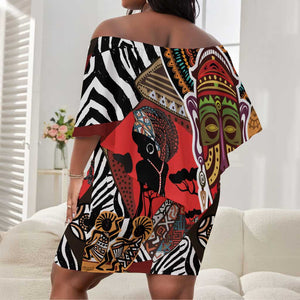 Beautiful African Women Ethnic Motifs Off Shoulder Short Dress