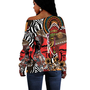 Beautiful African Women Ethnic Motifs Off Shoulder Sweater