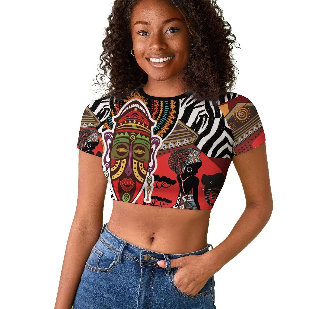 Beautiful African Women Ethnic Motifs Raglan Cropped T shirt