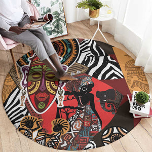 Beautiful African Women Ethnic Motifs Round Carpet