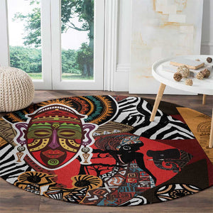 Beautiful African Women Ethnic Motifs Round Carpet