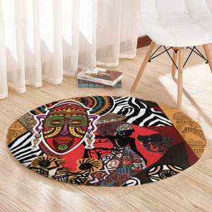 Beautiful African Women Ethnic Motifs Round Carpet