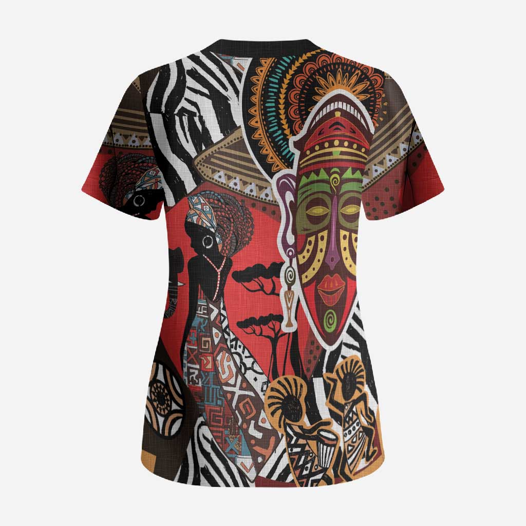 Beautiful African Women Ethnic Motifs Scrub Top