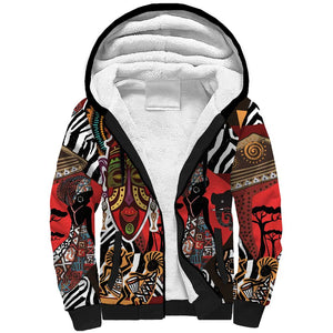 Beautiful African Women Ethnic Motifs Sherpa Hoodie