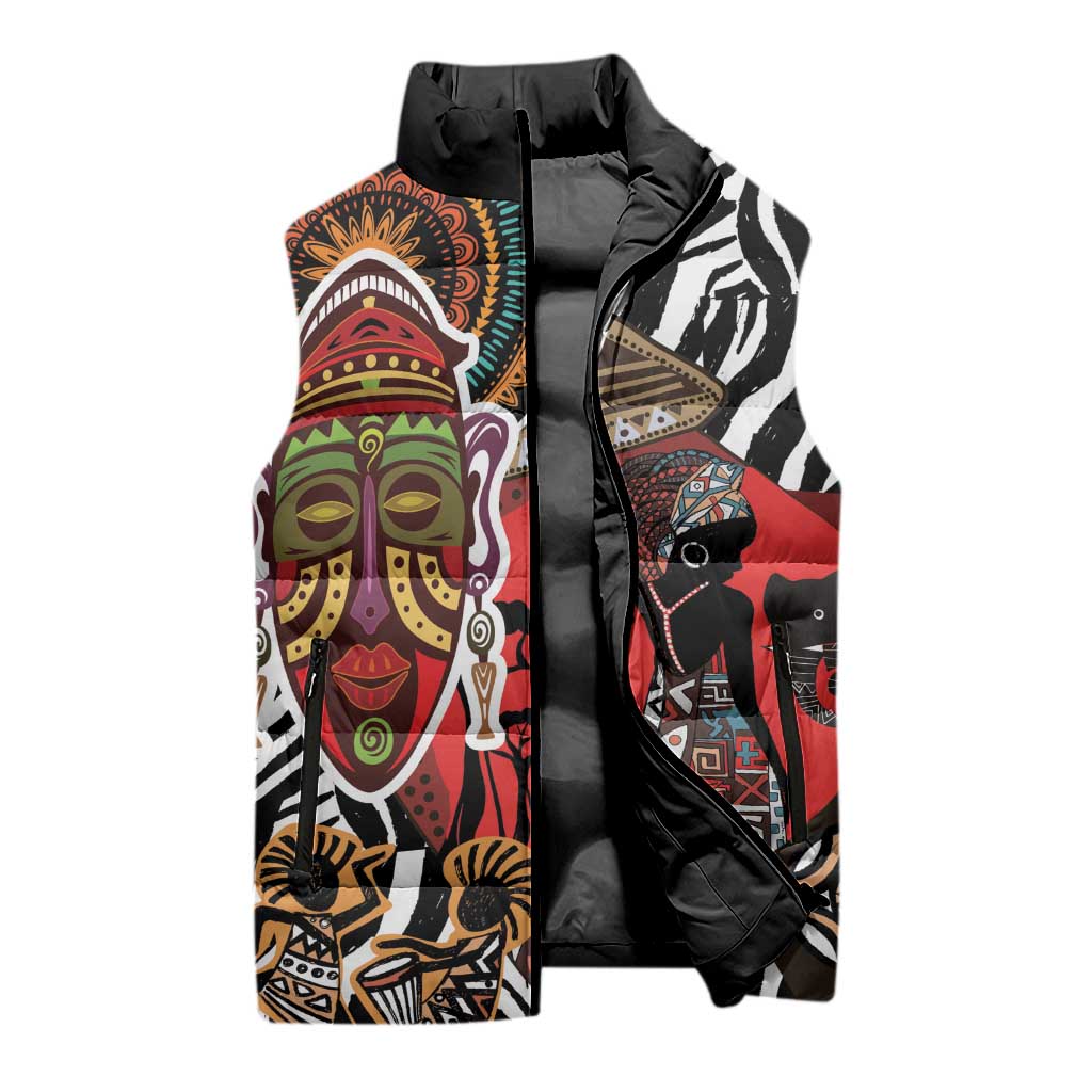 Beautiful African Women Ethnic Motifs Sleeveless Puffer Jacket