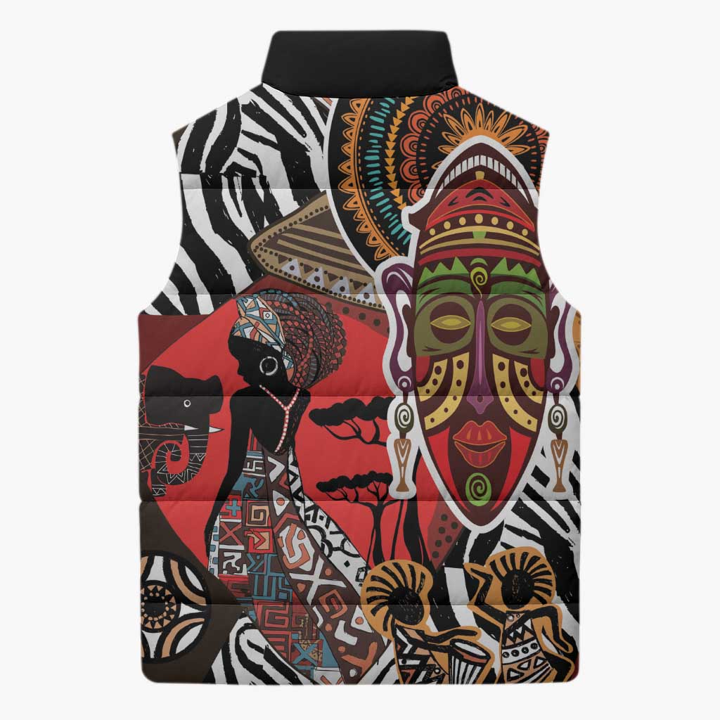 Beautiful African Women Ethnic Motifs Sleeveless Puffer Jacket