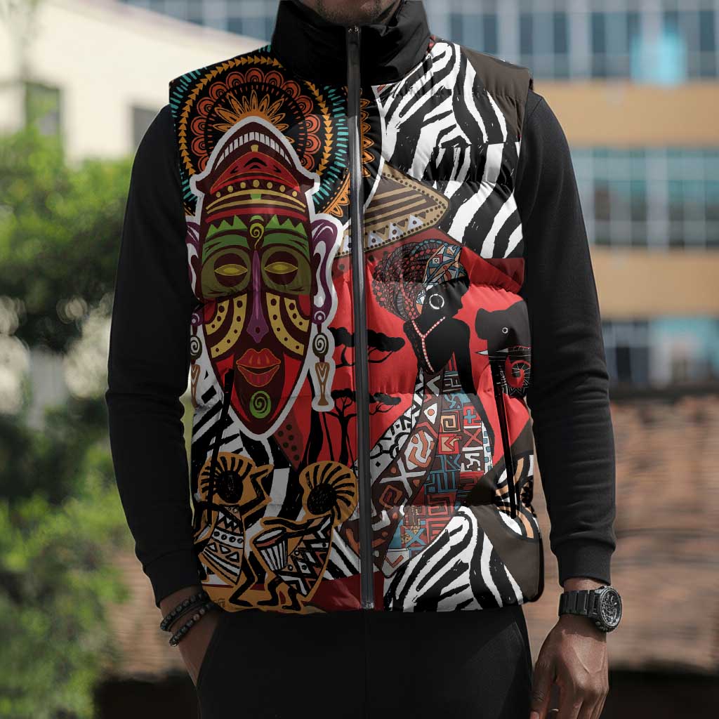 Beautiful African Women Ethnic Motifs Sleeveless Puffer Jacket