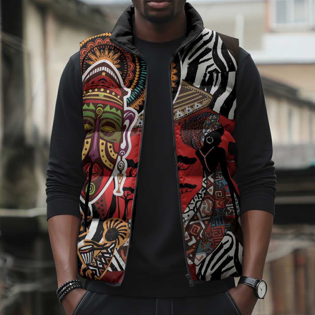 Beautiful African Women Ethnic Motifs Sleeveless Puffer Jacket