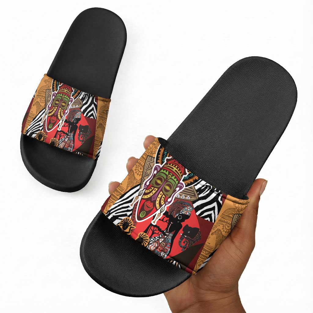 Beautiful African Women Ethnic Motifs Slide Sandals