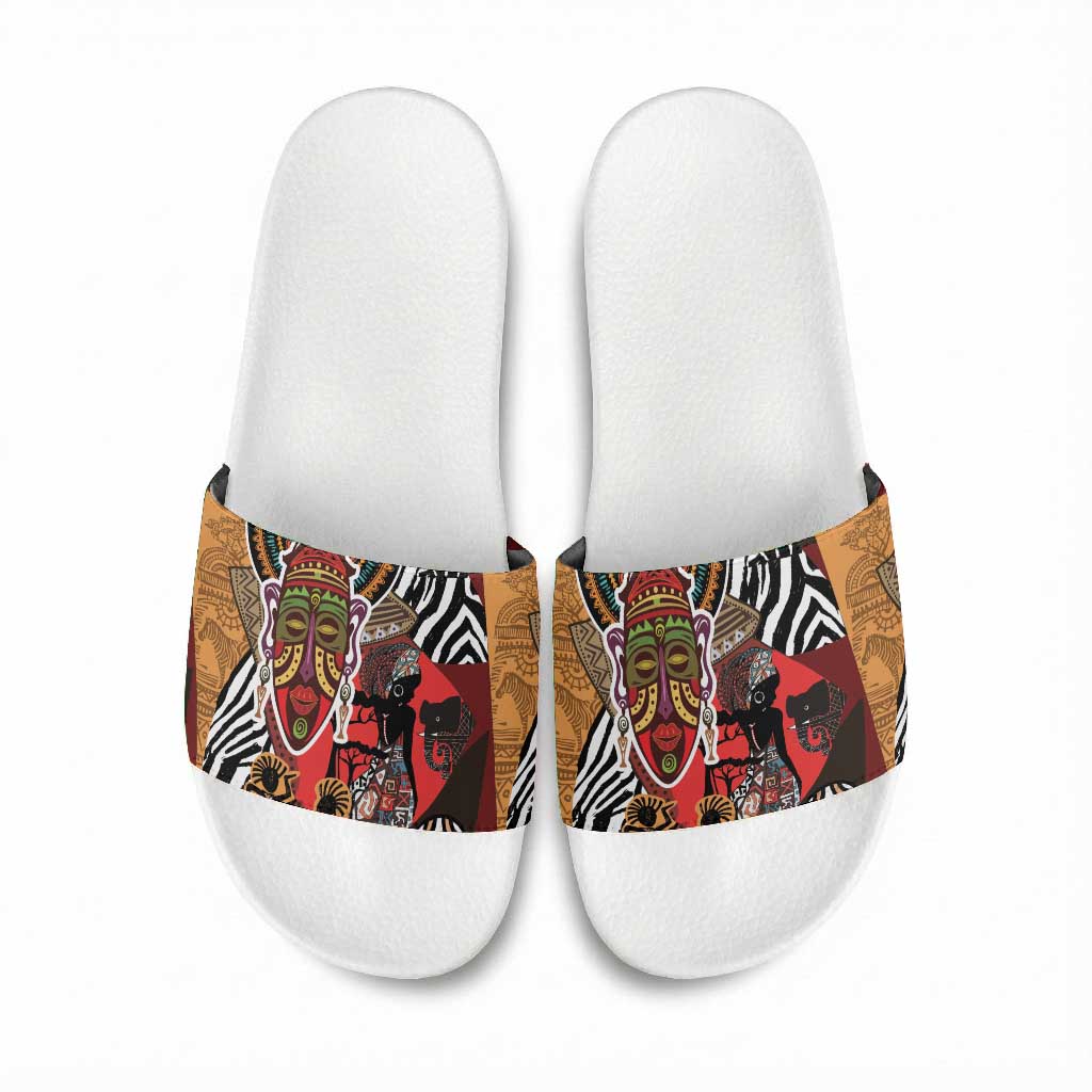 Beautiful African Women Ethnic Motifs Slide Sandals
