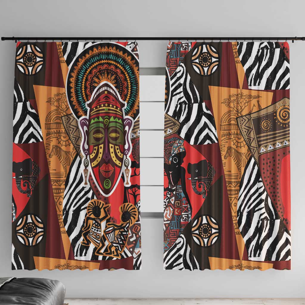 Beautiful African Women Ethnic Motifs Window Curtain