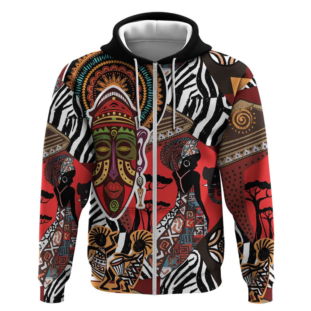 Beautiful African Women Ethnic Motifs Zip Hoodie