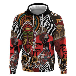 Beautiful African Women Ethnic Motifs Zip Hoodie