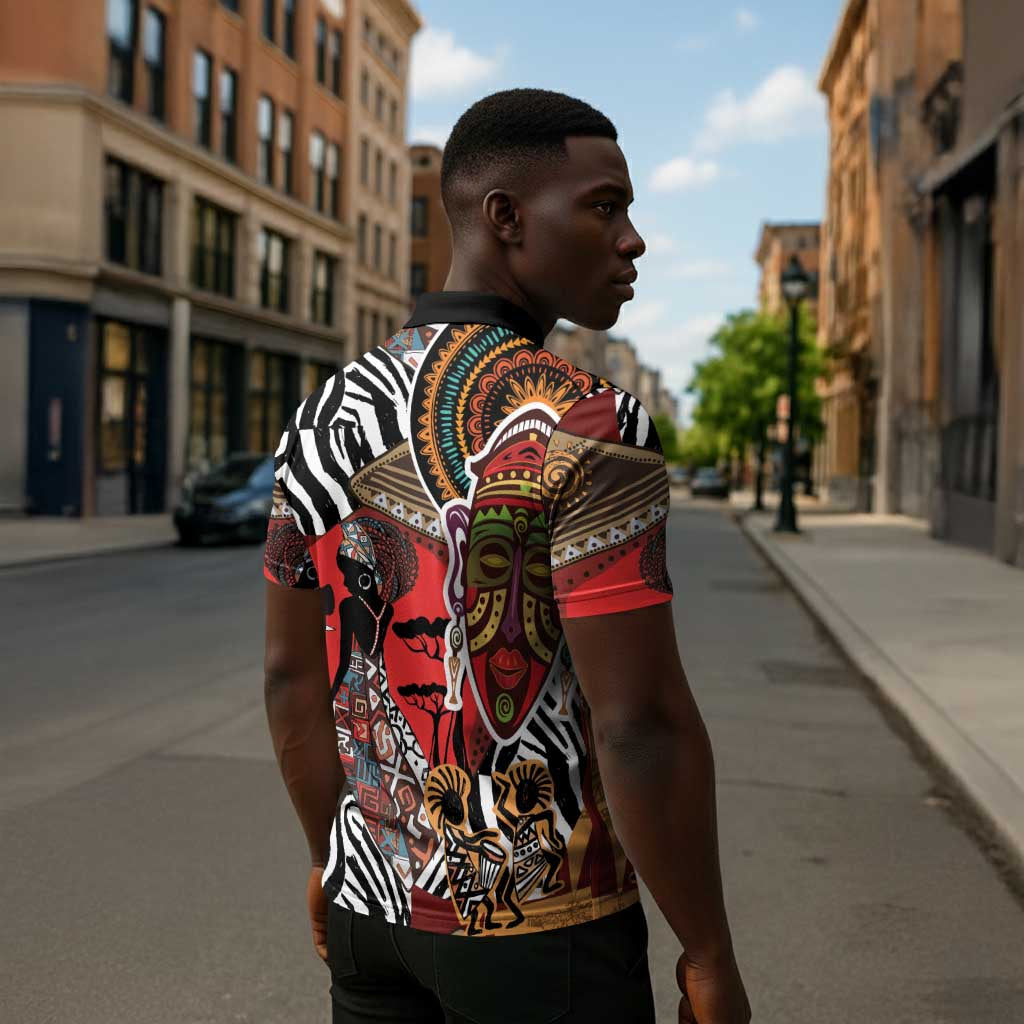 Beautiful African Women Ethnic Motifs Zipper Polo Shirt