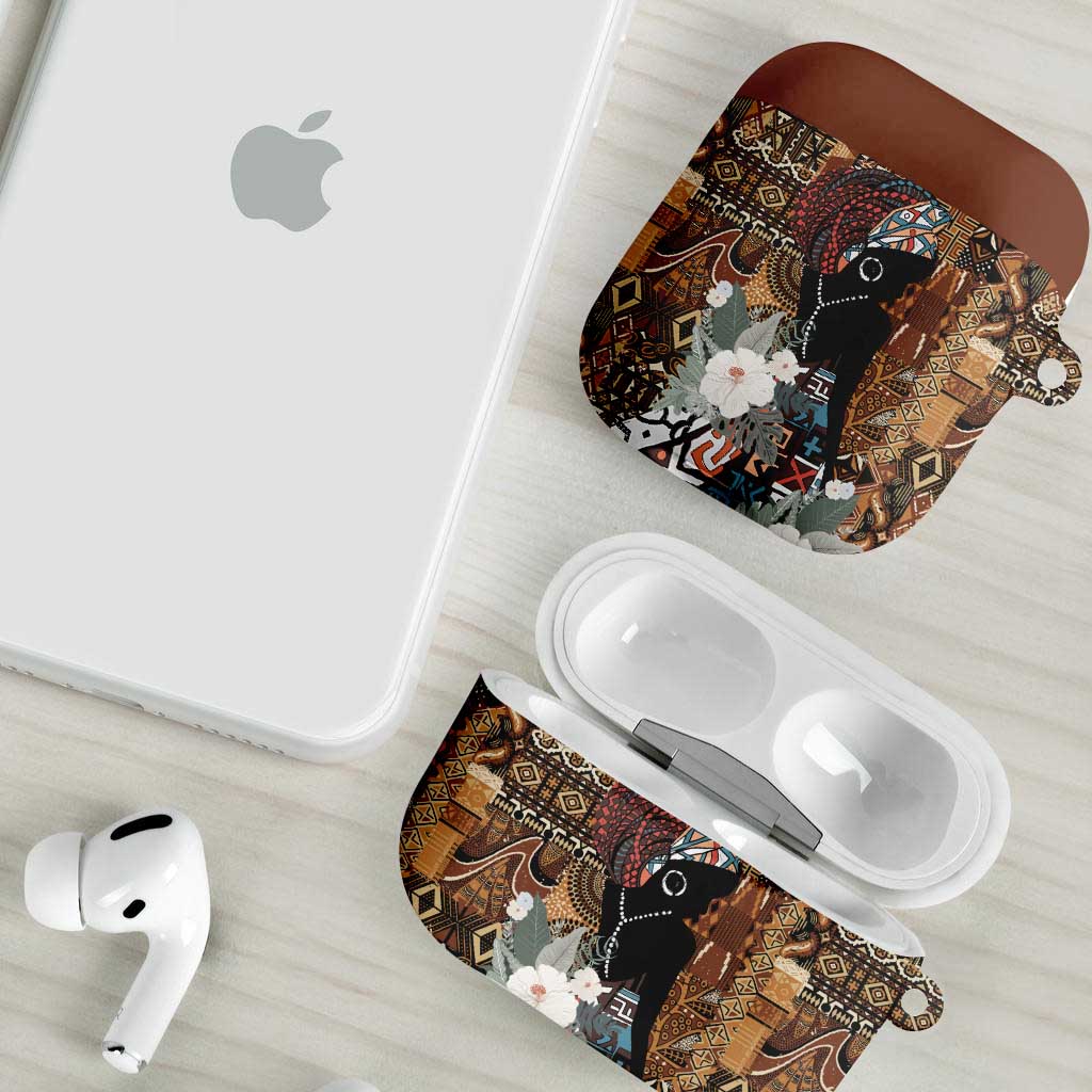 Beautiful Black Woman AirPods Case African Tribal Pattern