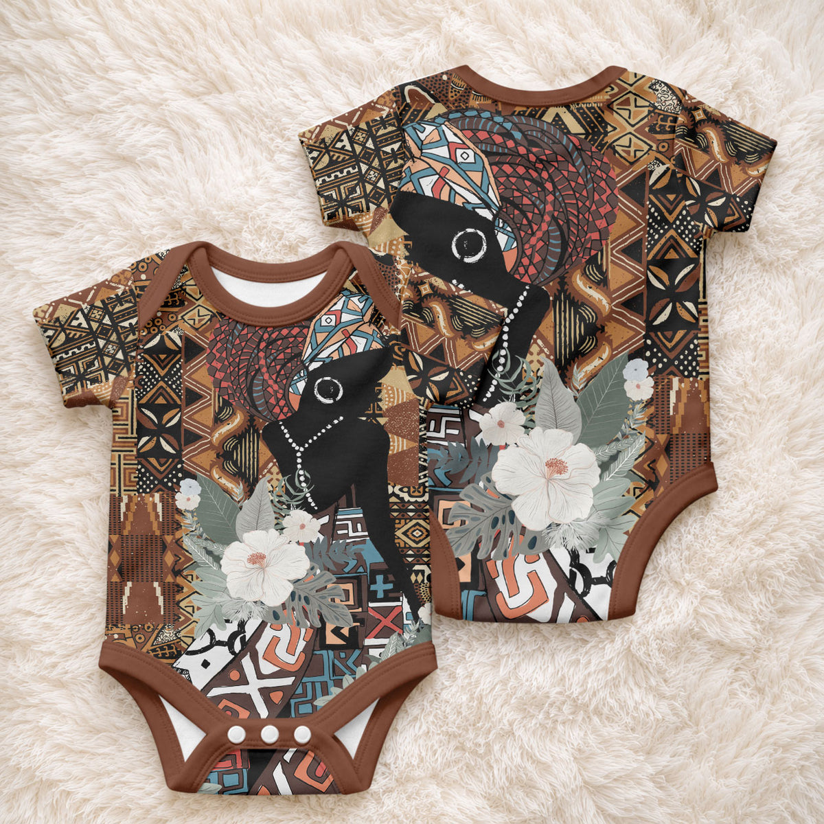 Beautiful Black Woman Baby Onesie African Tribal Pattern