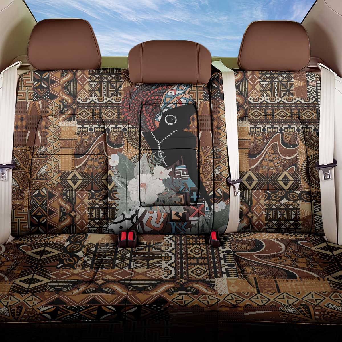 Beautiful Black Woman Back Car Seat Cover African Tribal Pattern