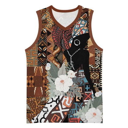 Beautiful Black Woman Basketball Jersey African Tribal Pattern LT9