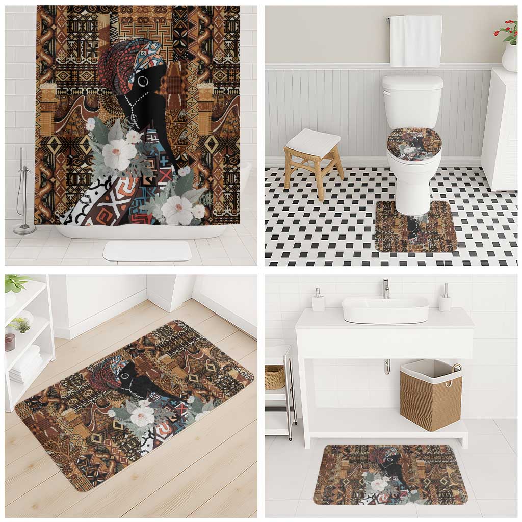 Beautiful Black Woman Bathroom Set African Tribal Pattern