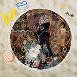 Beautiful Black Woman Beach Blanket African Tribal Pattern