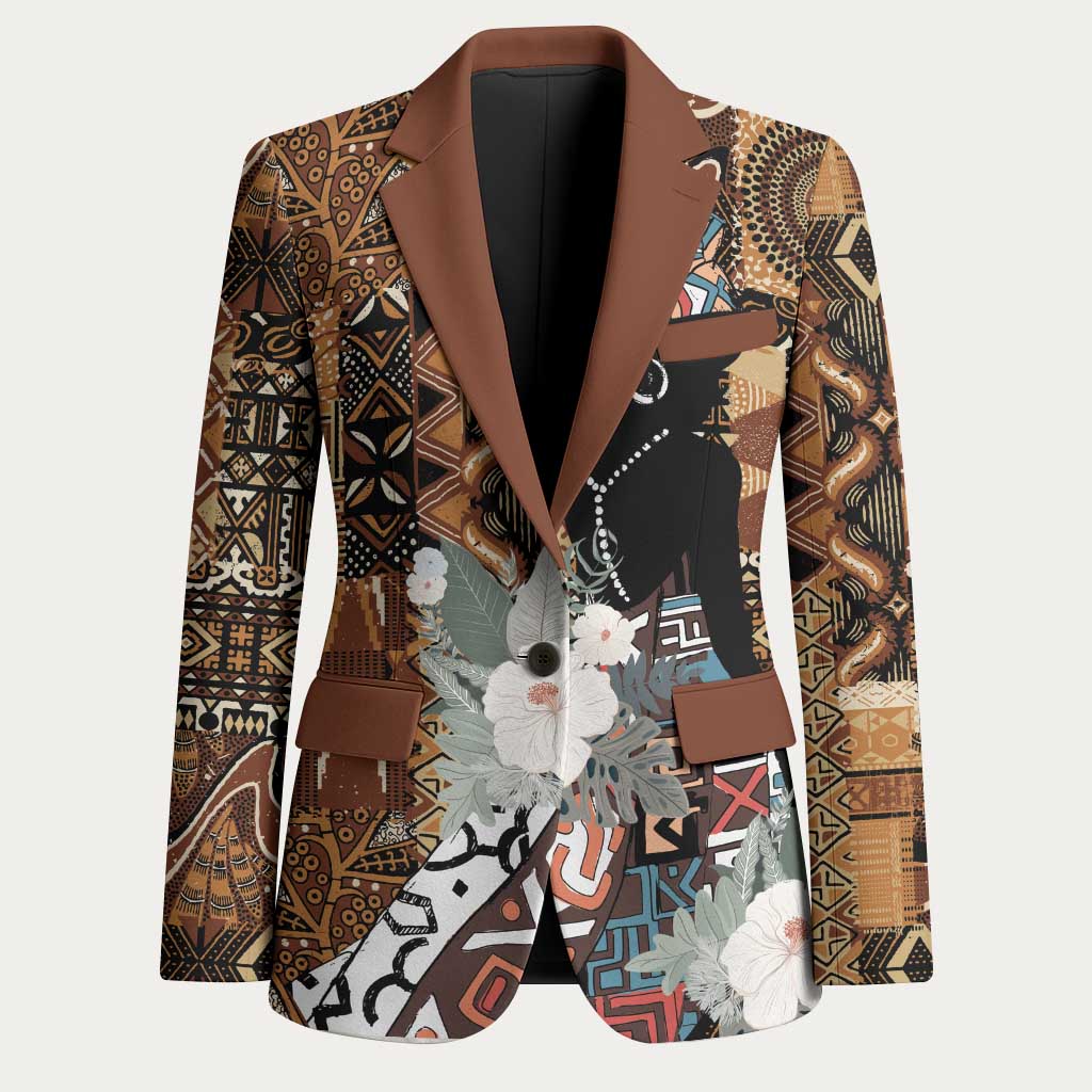 Beautiful Black Woman Blazer African Tribal Pattern