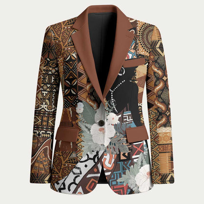 Beautiful Black Woman Blazer African Tribal Pattern