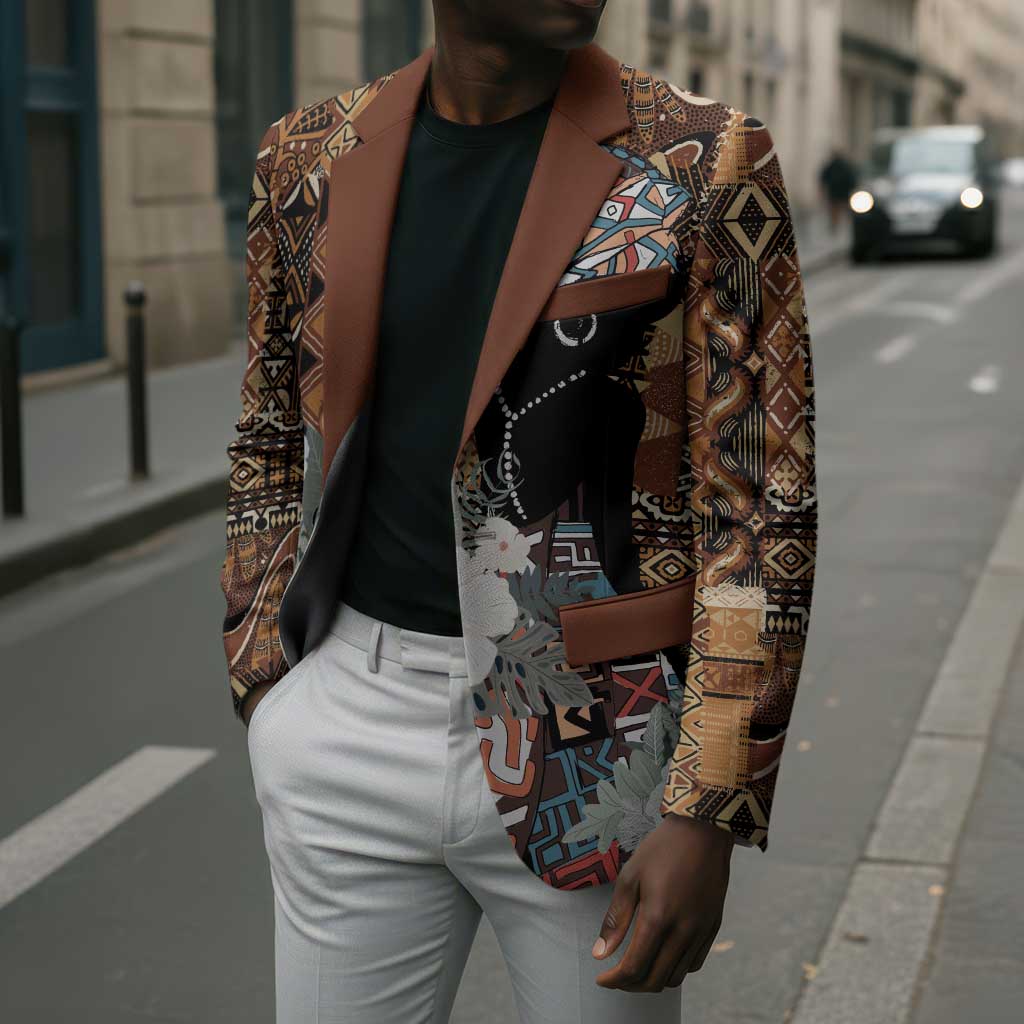 Beautiful Black Woman Blazer African Tribal Pattern