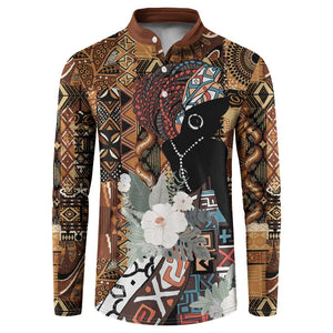 Beautiful Black Woman Button Sweatshirt African Tribal Pattern