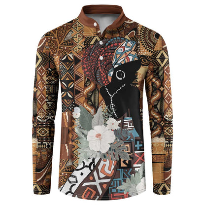 Beautiful Black Woman Button Sweatshirt African Tribal Pattern