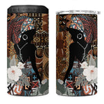 Beautiful Black Woman 4 in 1 Can Cooler Tumbler African Tribal Pattern